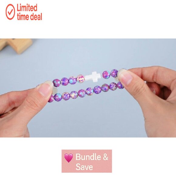 12-Piece Natural Stone Cross Bracelets with Religious Cards for Women - Picture 8 of 8